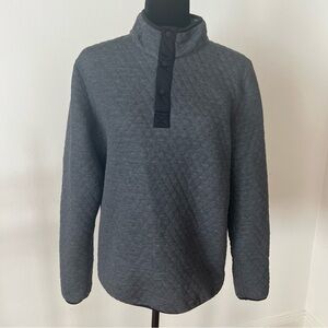 Marine Layer Men's Corbet Quilted Reversible Pullover Sweater Dark Gray Size Med